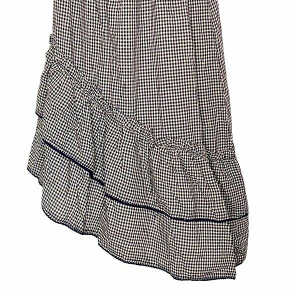 NSR Blue Gingham One Shoulder Dress Angled Ruffle Hem Women's Size Medium - Picture 4 of 8